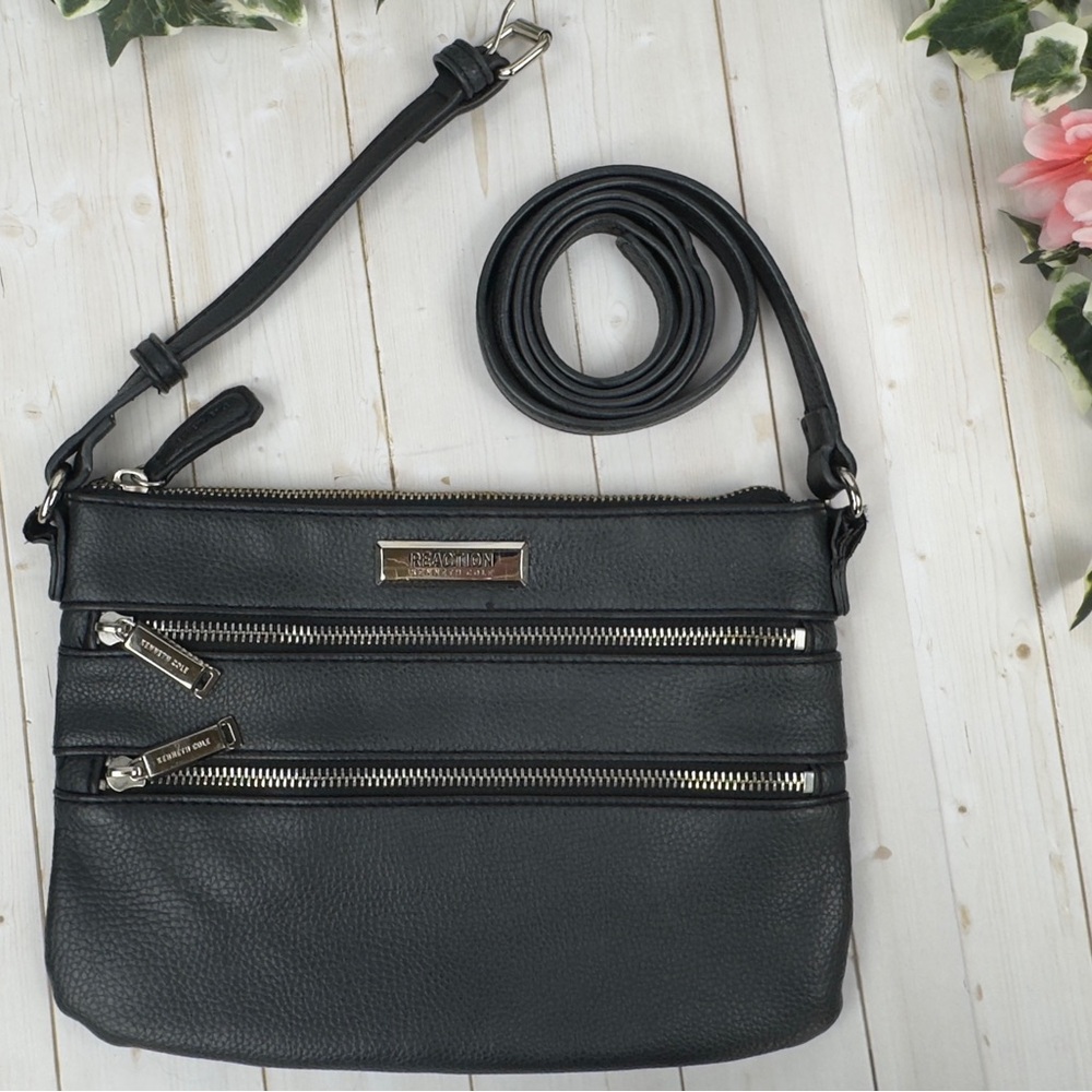 Reaction Kenneth Cole Black Crossbody Bag with Silver Accents. Nice Condition!